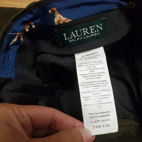 Ralph Lauren Olive Green Men's Corduroy Pants P34x34L - Picture 5 of 5